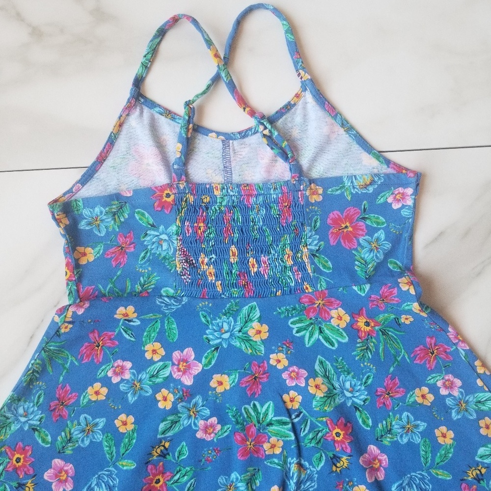 Old Navy Blue Floral Fit & Flare Cami Dress, Sz 8 - Picture 5 of 8